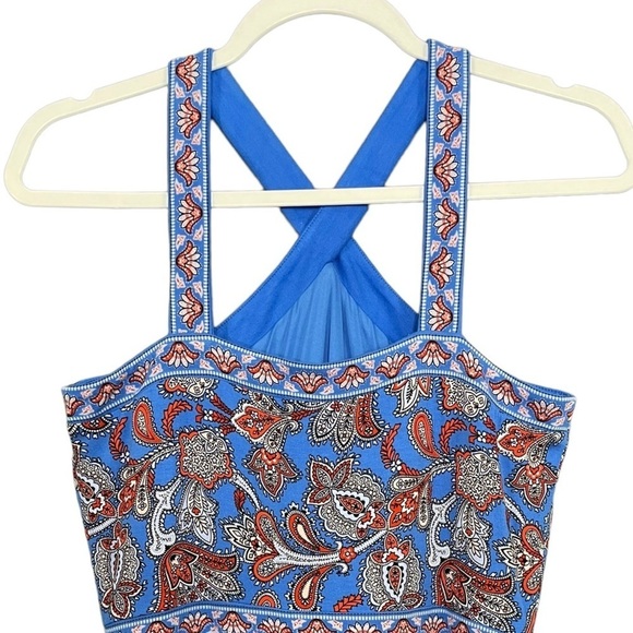 Boden Halterneck Jersey Maxi Dress Blue Paisley Floral Print NWT - Picture 8 of 16